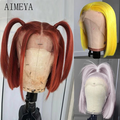 AIMEYA Blue Hair Lace Wig Synthetic Straight Wigs for Women Lace Frontal Wig Natural Hairline Cosplay Party Wigs Heat Resistant