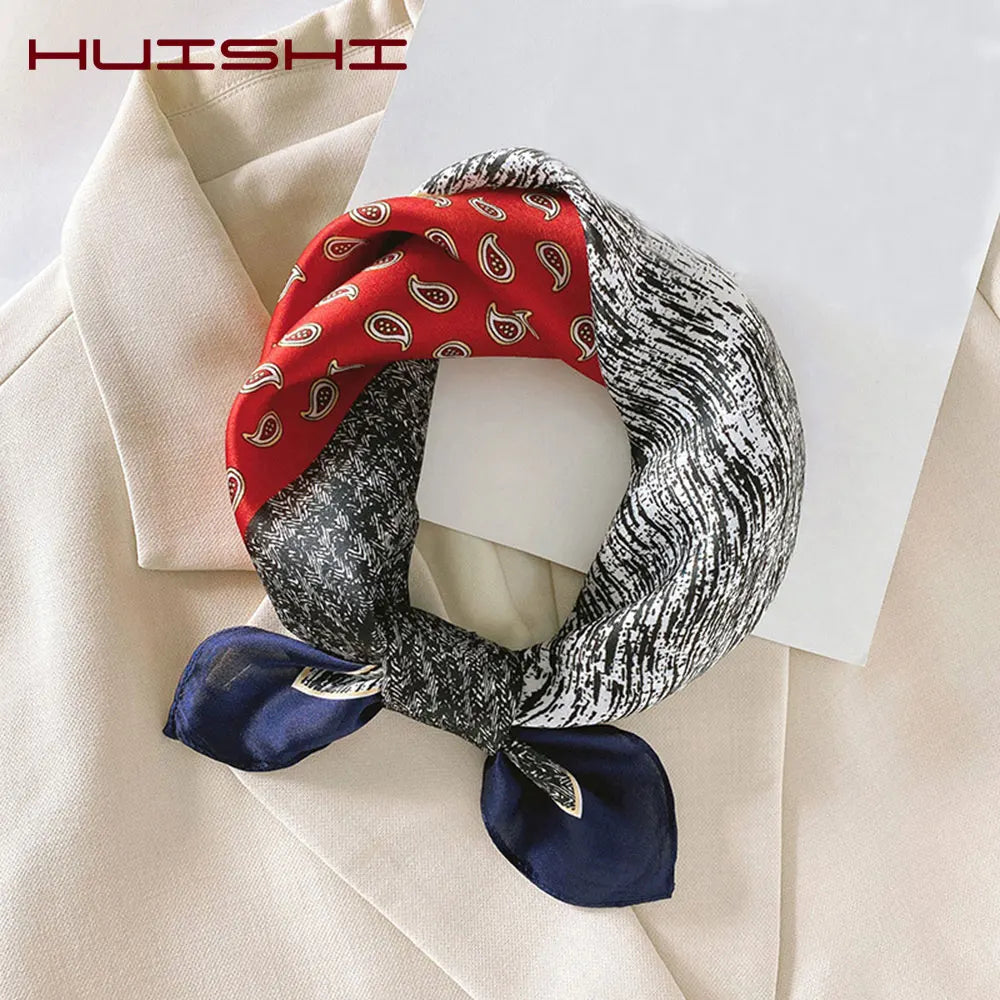 Silk Scarf For Bag Lady Neck Tie 100% Silk Scarf Luxury Brand Print Flower Stripe Plaid Dot Bandana Hair Tie Handkerchief Gifts