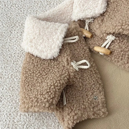 Fashion Autumn Winter Dog Warm Clothes Thickened Windproof Dog Hiking Jacket Horn Buckle Cute Dog Bodysuit for Small Medium Dog