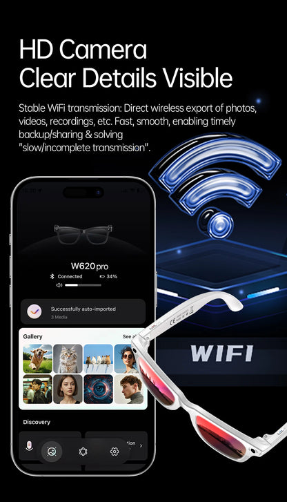 LIGE New AI Smart Glasses With Video Camera 1300W Outdoor Sunglasses Wi-Fi Transfer BT Call Audio Record Smart Wearable Headset