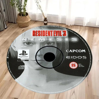 Resident Evil Printed CD Round Carpet Living Room Bedroom Circle Rugs Non Slip Home Sofa Hallway Balcony Floor Mat Outdoor Rug