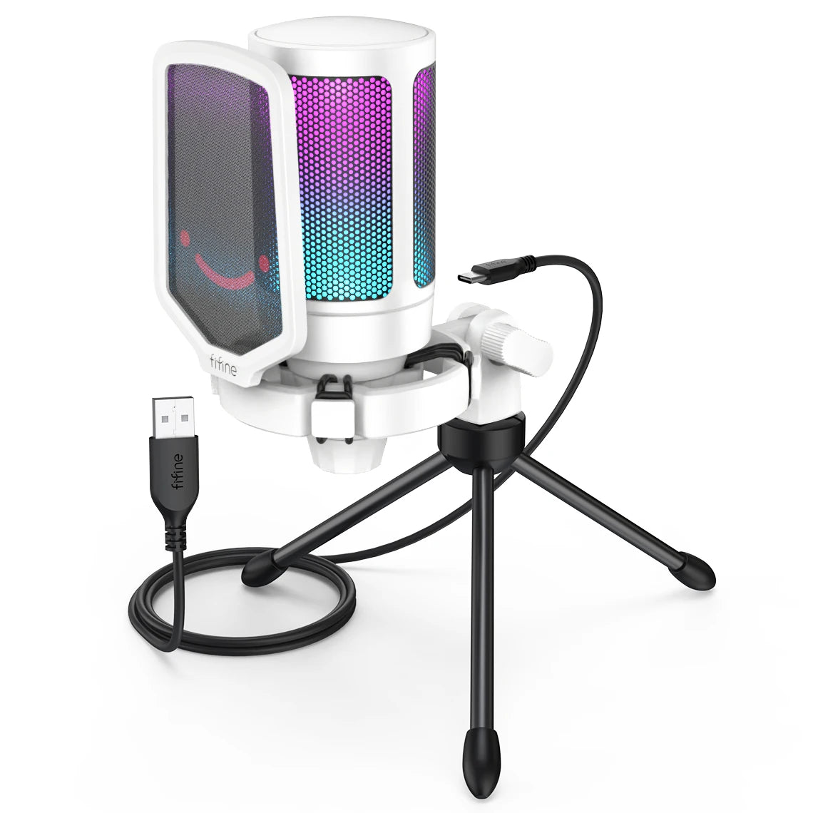 FIFINE Ampligame USB Microphone for Gaming Streaming with Pop Filter Shock Mount&Gain Control,Condenser Mic for PC/MAC
