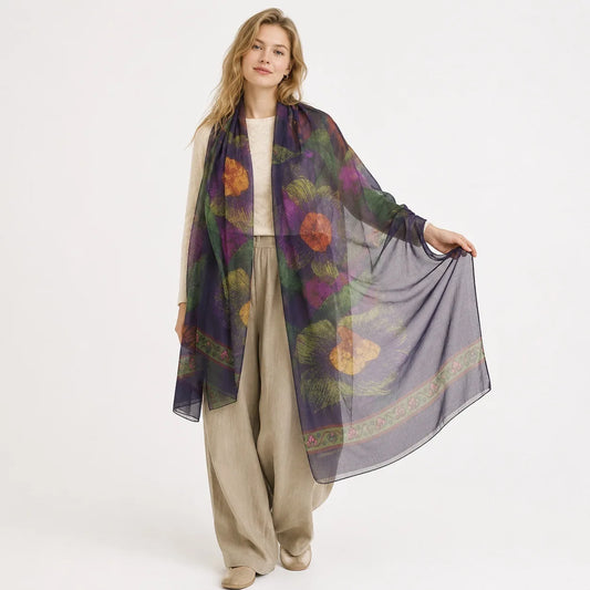 130*180cm Fashion Spring Summer Women Floral Printing Beach Silk Scarf Shawls Female Long Wraps Beach Sunscreen Hijab Lady