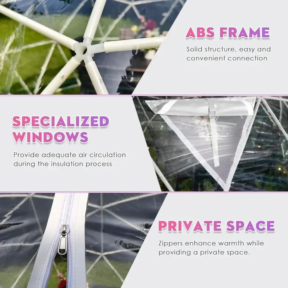 All-Weather Geodesic Dome Tent for 2-8 People, Clear Bubble Structure with Door & Window, Suitable for Outdoor, Camping, and Par