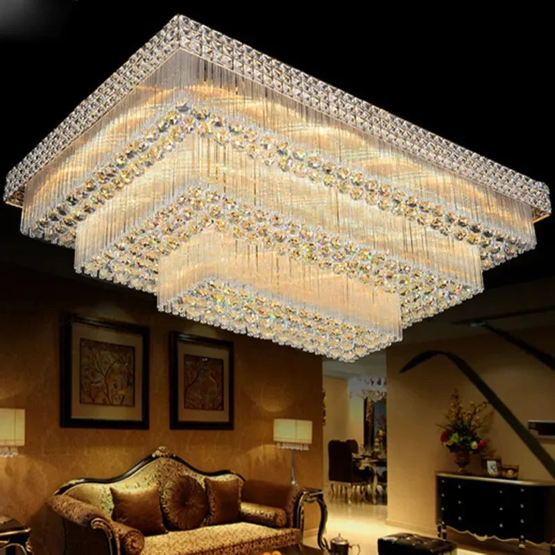 Manufacturers Wholesale Chandelier Lamp Suspend Lobby Gold Hanging Rectangular Living Room Bedroom Restaurant LED Ceiling Lights