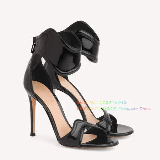 Mirror Gold High Heel Sandals Women Sexy Oepn Toe Cut Out Back Zippers Luxury Elegant Roman Shoes Summer New Ladies Shoes