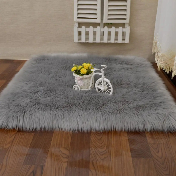 Plush Soft Sheepskin Bedroom Carpet Imitation Wool Pad Long Hair Bedside Mat Sofa Cushion White Rugs Bed Living Room