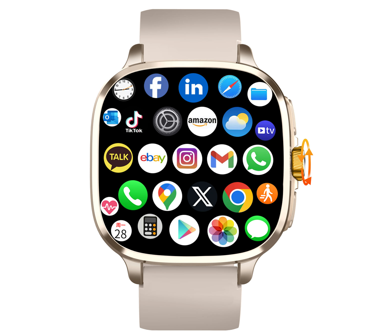 Global Version Smartwatch 2.4 inch Amoled Screen insert Sim Card GPS WIFI 190° Rotating Camera Game Android 13.0 Smart Watch