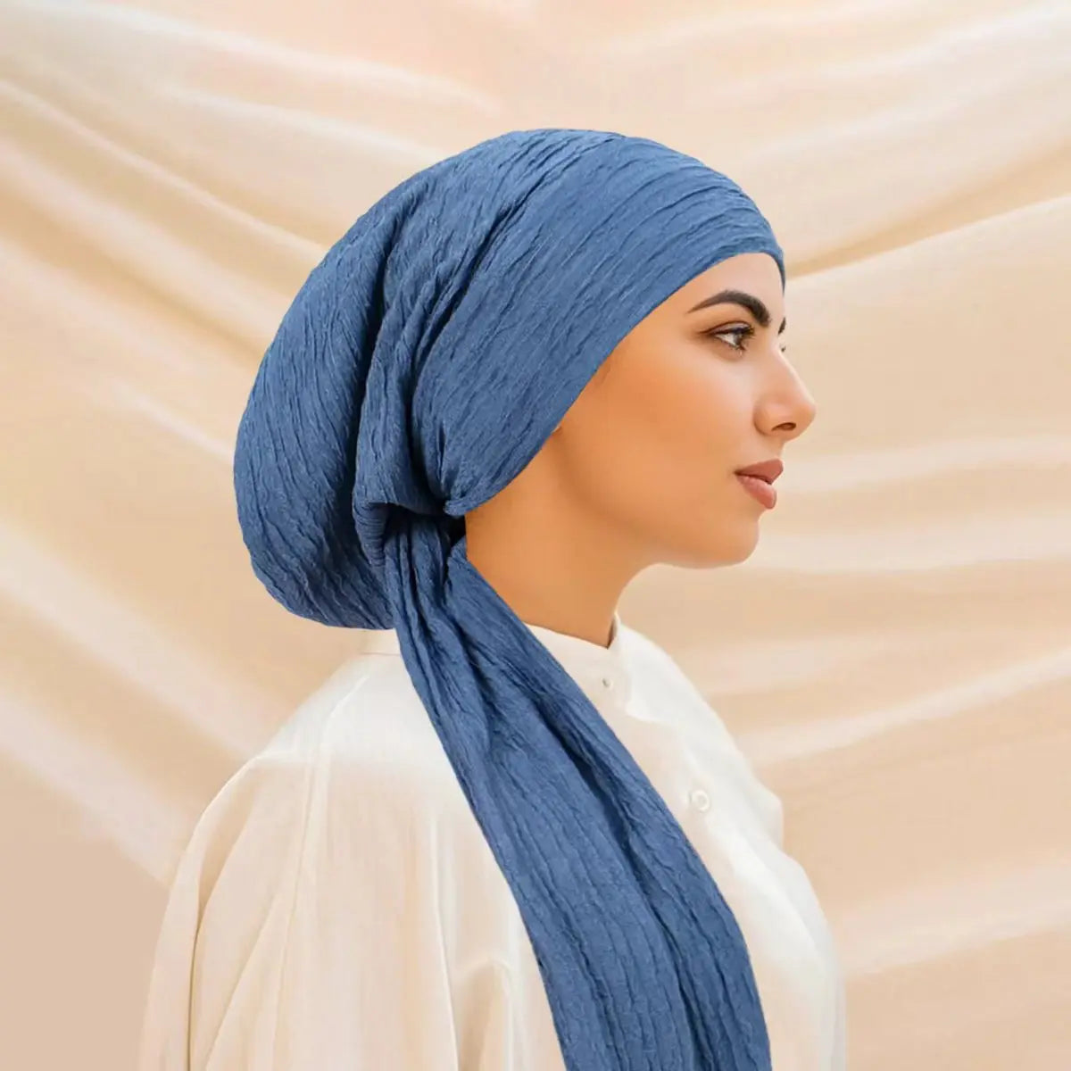 2026 New Solid Color Turban Hijab Hats Long Tail Head Wraps Elastic Muslim Hats Breathable Chemo Cap For Women Girls