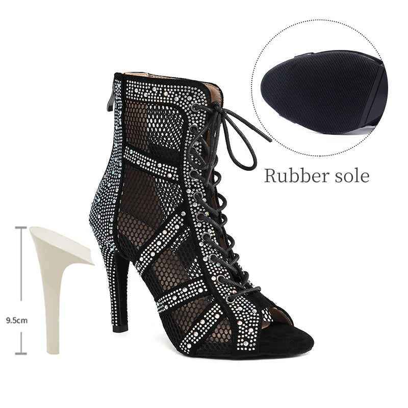 Girls Latin Dance Shoes Women Modern Dance Salsa High-Top Sandals Dance Hall Shoes Ladies Fashion Sexy High-Heeled Suede Boots