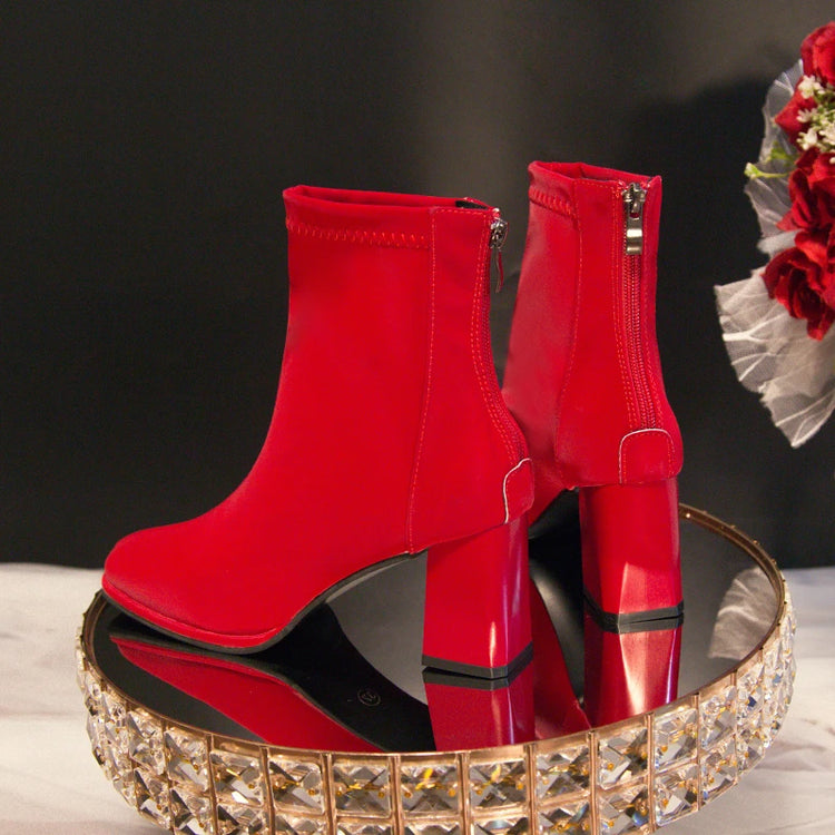 Big Red Boots Woman Shoes Wedding Bride Elegant Boot and Ankle Boots for Women Chunky Fashion Luxury Fashion High Heels on Offer
