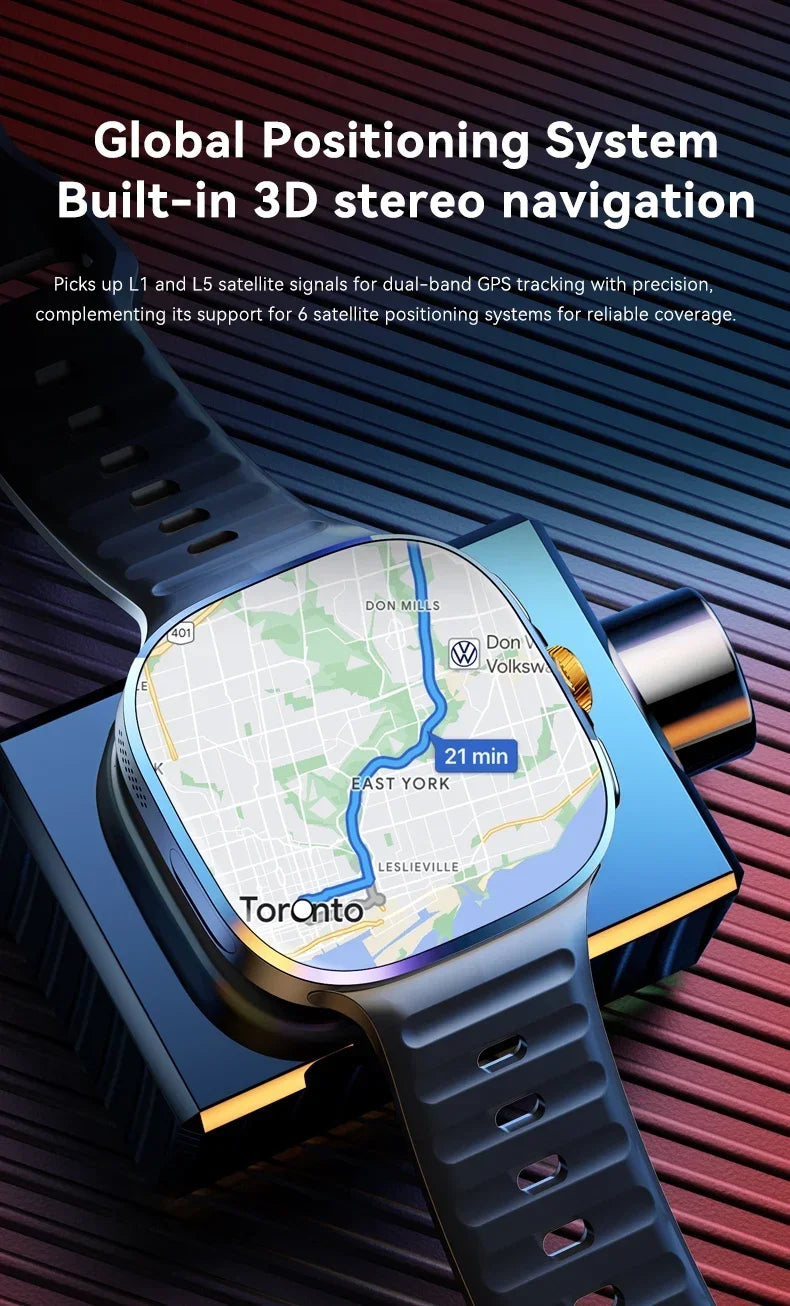 M99 5G Smartwatch: 2.4" AMOLED Screen, Rotating Camera, SIM & WiFi Support for Standalone Calls and Social Media.