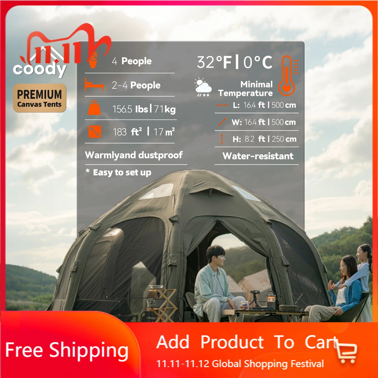 Army Green Coody Dome Air Tent Geodesic Design Inflatable Dome House For Family Outdoor Glamping