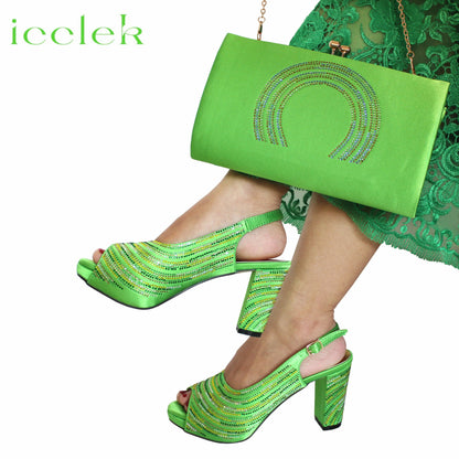 Baby Pink Flower Pattern Mature Pumps African Design Women Matching Shoes and Bag with Platform High Quality Sandals for Wedding