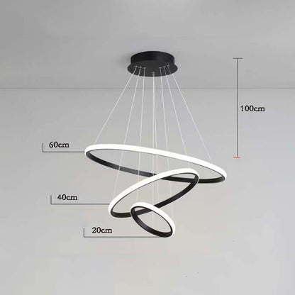 Nordic Simple Circles LED Chandelier 3 Rings Lights for Dining Bar Living Room Pendant Lamp Loft Home Decoration