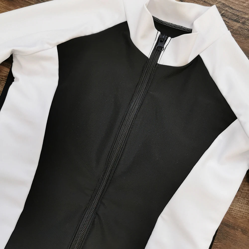 2026 Surfing Sport Swimsuit Long Sleeves Women One Piece Swimsuit  Swimwear Solid Monokini Bathing Suit Tropical Bodysuit Female