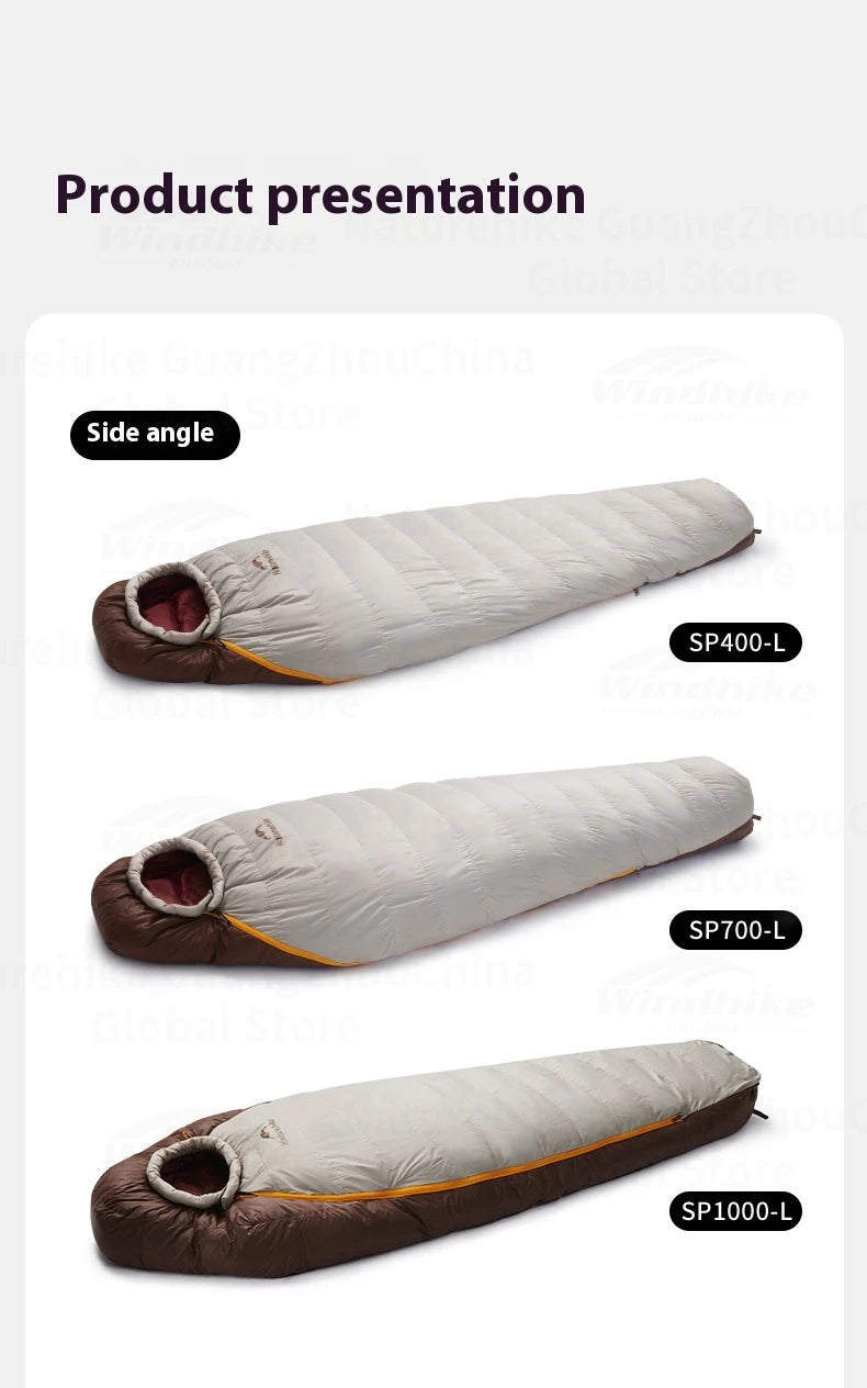 Naturehike Snowbird Mummy Sleeping Bag SP400/SP550/SP700/SP1000 for Outdoor Hiking Travel Winter Warm Duck Down Sleeping Bag