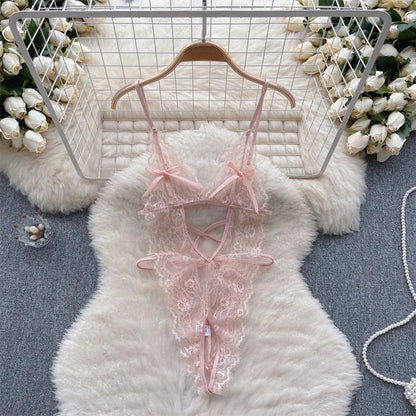 Cute Sweet Trend Cartoon Printed Jumpsuit Half High Collar Sleeveless Slim Fit Lingerie Bodycon Bodysuit Rompers Pajama Catsuits