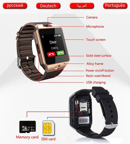 New Watches Mens 2025 Sport Watch Electronic Clock Support TF SIM Card Camera SMS Call Women Smartwatch for Android Phone