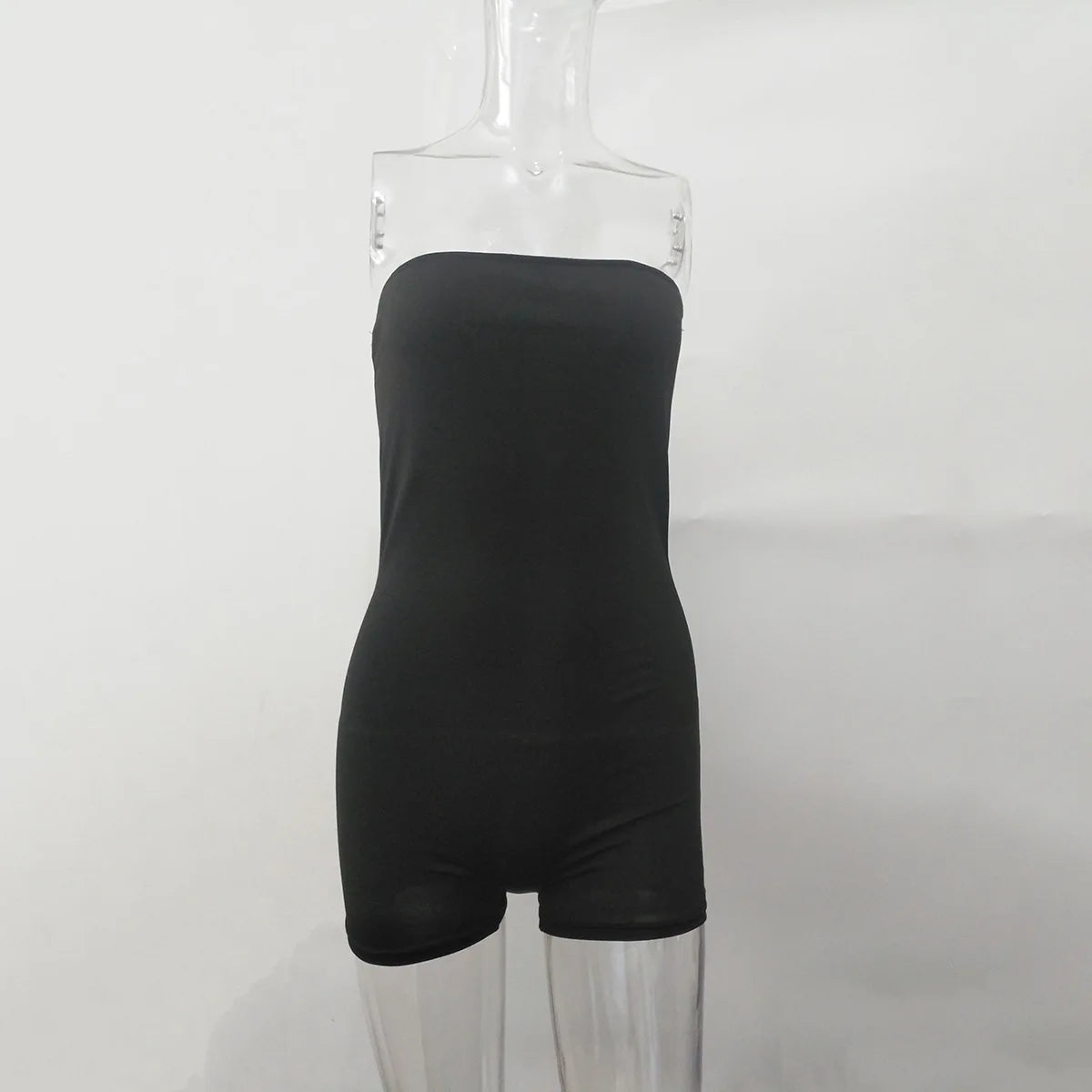 Bangniweigou White Strapless Tube Playsuit Spring Autumn High Stretchy Off Shoulder Tight Short Jumpsuit Casual Catsuit Shorts