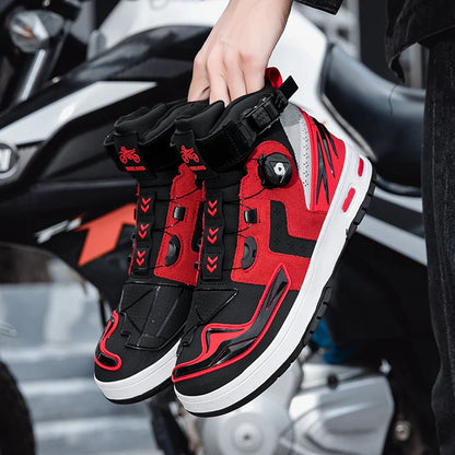 Winter Warm Motorcycle Boots Men Motorbike Sneaker Microfiber Leather Adventure Moto Touring Boots Motorcyclist Shoes Anti-slip