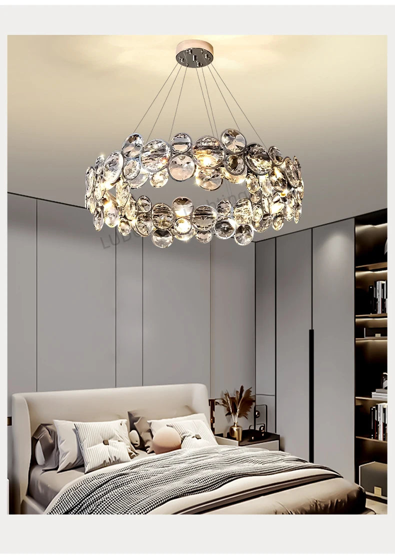Modern Crystal Chandelier Luxury Villa Living Room Bedroom Dining Room Kitchen Modern LED Ceiling Hanging Lamp