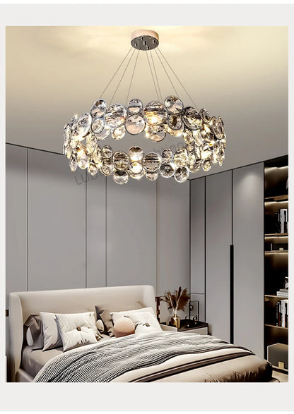 Modern Crystal Chandelier Luxury Villa Living Room Bedroom Dining Room Kitchen Modern LED Ceiling Hanging Lamp