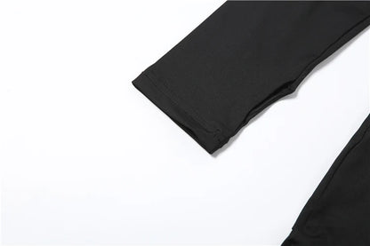 Weird Puss Basic Flared Jumpsuit Women Zip Letter Embroidery Full Sleeve Coquette Stretch Skinny Midnight Party Workout Overalls