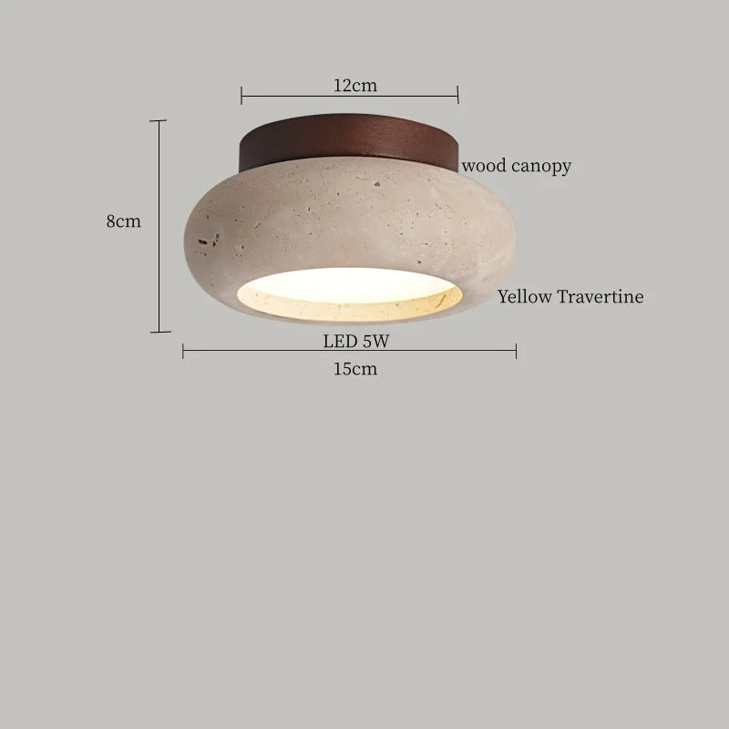 IWHD Japan Wabi Sabi LED Ceiling Lights Bedroom Bathroom Corridor Home Lighting Yellow travertine Ceiling Lamp Lampy Sufitowe