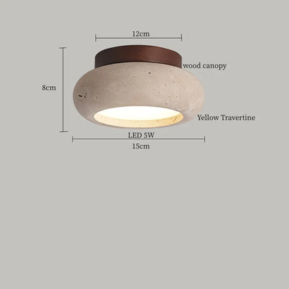 IWHD Japan Wabi Sabi LED Ceiling Lights Bedroom Bathroom Corridor Home Lighting Yellow travertine Ceiling Lamp Lampy Sufitowe