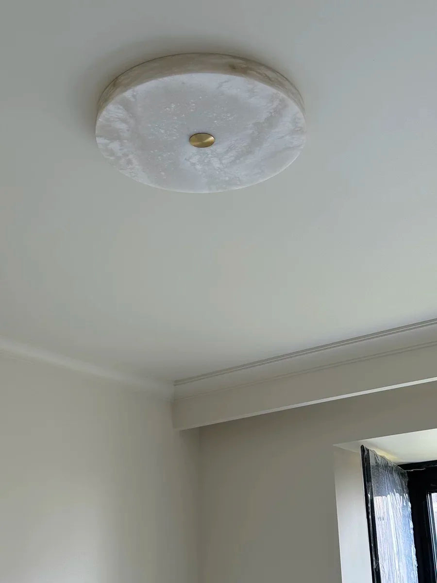 Simple LED round Natural Marble alabaster Ceiling Lamp Living Room Bedroom Corridor Circular Ultra-thin All-copper Wall Lamp