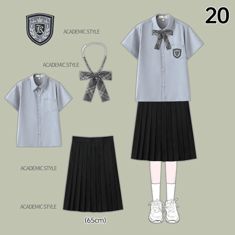Men Women JK Uniform British Style School Uniforms Preppy Style Pleated Skirt With Bow Tie Tops Pants Chorus Poetry Cosplay