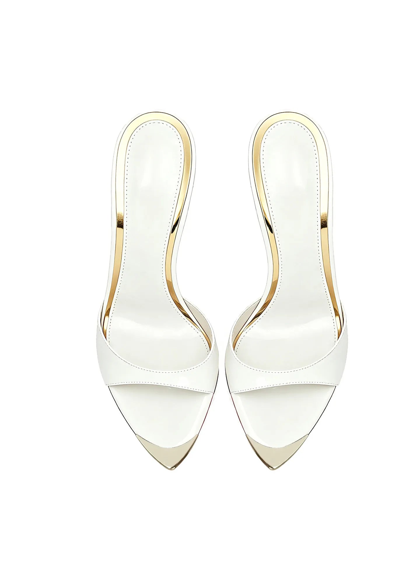 Customized metal pointed high-heeled cool slippers for summer,with a slim heel and elegant styleworn externally with a half drag