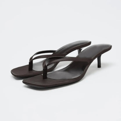Square Clip Toe High Heel Women Slippers Fashion Party Dress Slide 2026 Summer Outdoor Daily Walking Ladies Flip Flop Shoes