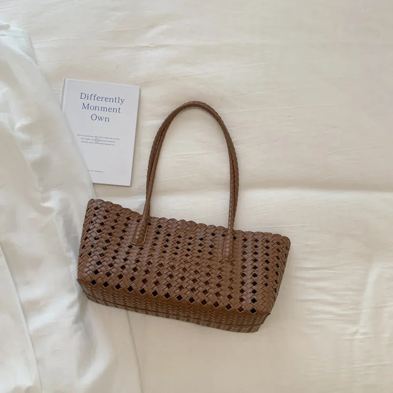 Weave Hollow Out Shoulder Bags for Women 2026 Summer Luxury Designer Hand Bag Females Beach Bags Handbags and Purses