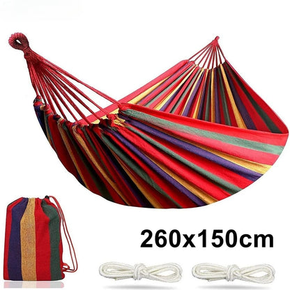 2 Person Double Hammock with Tree Straps - Heavy Duty Cotton Canvas for Patio, Backyard, Garden, Indoor & Outdoor Use (Red,Blue)