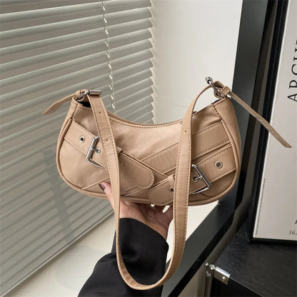 Y2K VintagePULeather WomenShoulderBag Small Crossbody Bag for Women Fashion Ladies Underarm Bag Clutch Purse Female Handbag