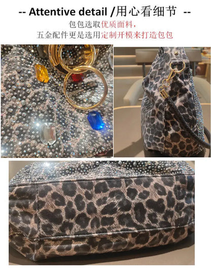 Luxury Genuine Leather Portable Women's Bag Leisure Large Capacity Diamond Tote Bag Shoulder Crossbody Bucket Bags Fashion 2026