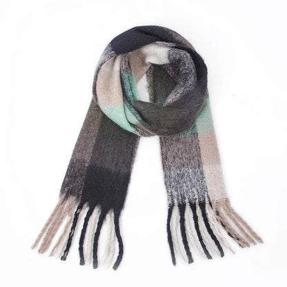 2025 Winter Thick Warm Scarf Women Cashmere Shawl and Wraps Pashmina Neckerchief Bufanda Female Rainbow Hairy Tessel Echarpe New
