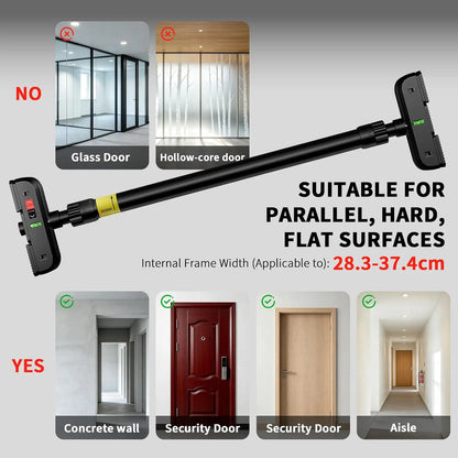 Tacleekii Heavy Duty Doorway Pull Up Bar Adjustable Width 72-95cm No-Screw Installation, Locking Mechanism, Level Meter, Anti-Slip, 440lbs Capacity – Home Gym Strength Trainer