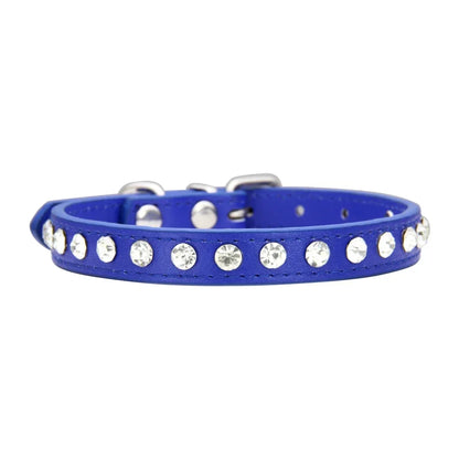 Personalized Rhinestones Dog Collar 16 Colors PU Leather for Small Dog Puppy Chihuahua Pink Pet Strap Necklace Pet Accessories