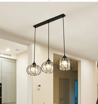 Crystal LED Pendant Lights For Dining Room Living Room Nordic Black Iron Shade 1/3 Lights Kitchen Decor Hanging Ceiling Lamp