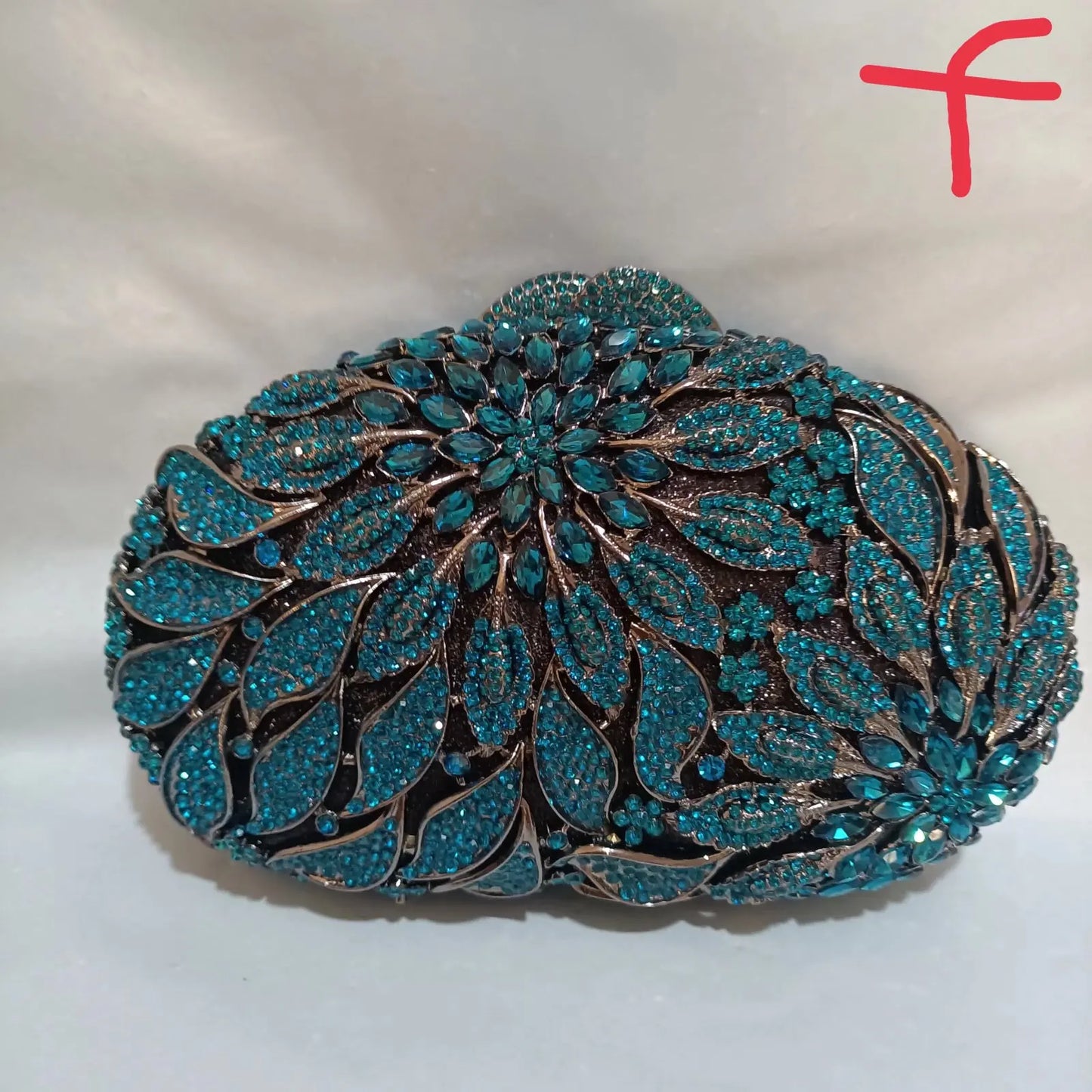 Gold Metal Leaves White Crystals Evening Clutch Bags Luxury Women Wedding Party Purse Ball Handbags Rhinestone Mini Minaudiere