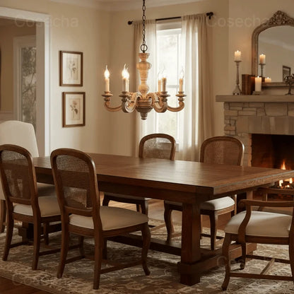 Antique White Wood Chandeliers Mid Century Chandelier Vintage French Hanging Chandeliers Classic 5/6/8 Lights Dining Living Room
