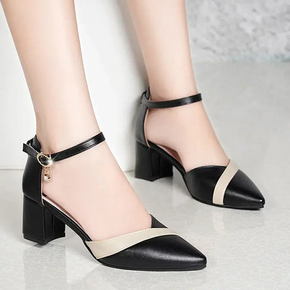 Sapatos Femininas Women Sexy Silver Wedding High Quality Buckle Strap Square Heel Shoes Lady Bridal Golden High Heel Shoes E55