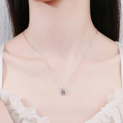 1CT 925 Silver Double Bail Four Prong Round Solitaire Pendant Necklace Round Cut D VVS1 Multi Color Moissanite Gift Fine Jewelry