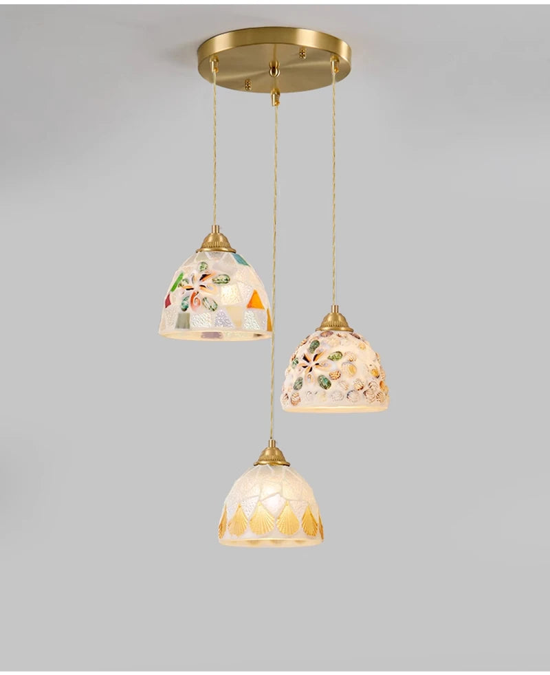 Glass Ceiling Chandelier Creative Sea Shell Lampshade Bedroom Bedside Hanging Lamp Interior Decoration Lighting Pendant Lights