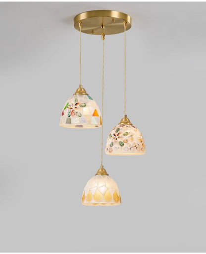 Glass Ceiling Chandelier Creative Sea Shell Lampshade Bedroom Bedside Hanging Lamp Interior Decoration Lighting Pendant Lights