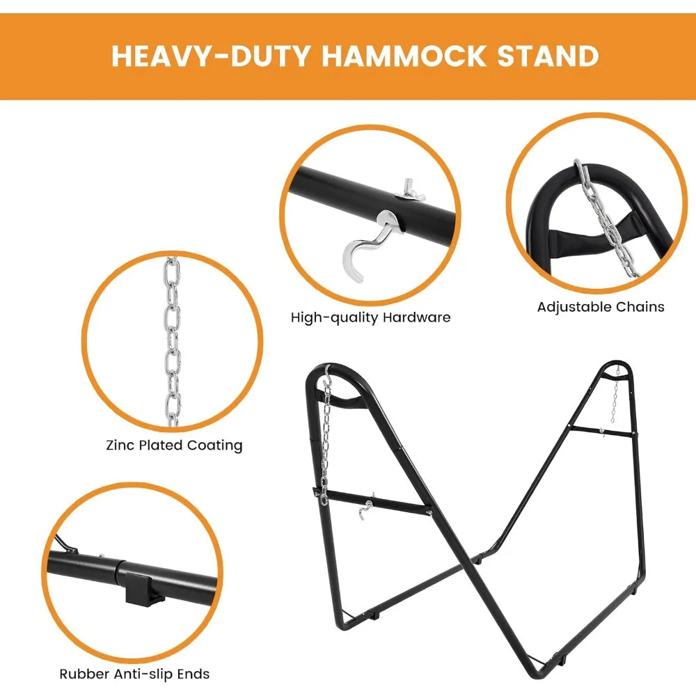 Mayan Hammock with Heavy Duty Steel Stand for Outdoor & Indoor Relaxation