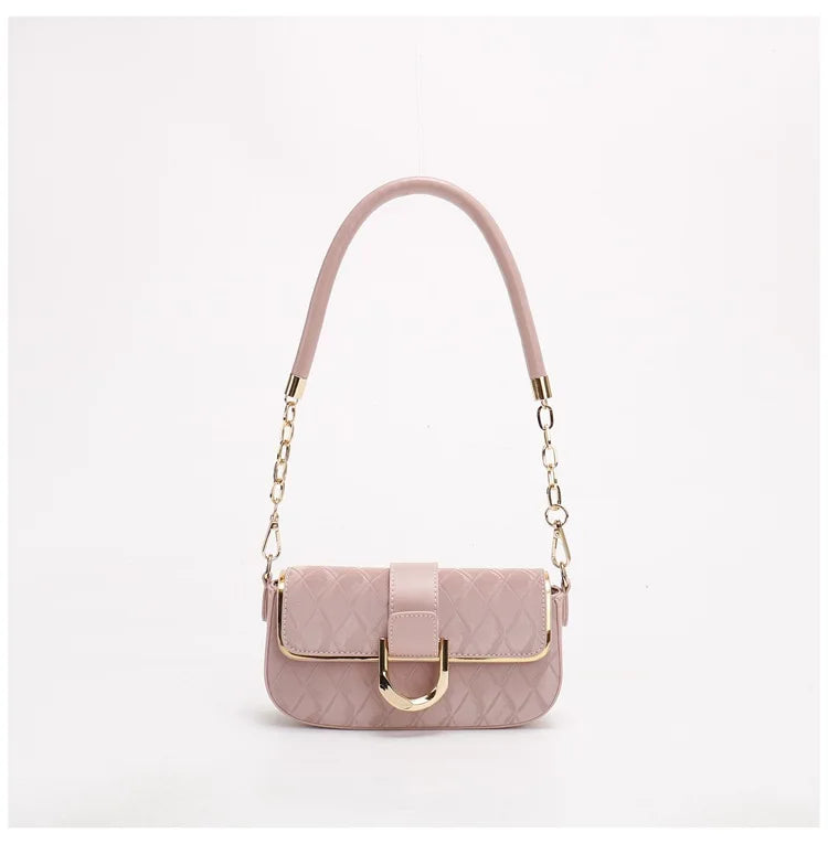 Sweet Pu Leather Women's Shoulder Bag Fashion Design Chain Ladies Underarm Bags Simple Square Female Handbags Crossbody Bag
